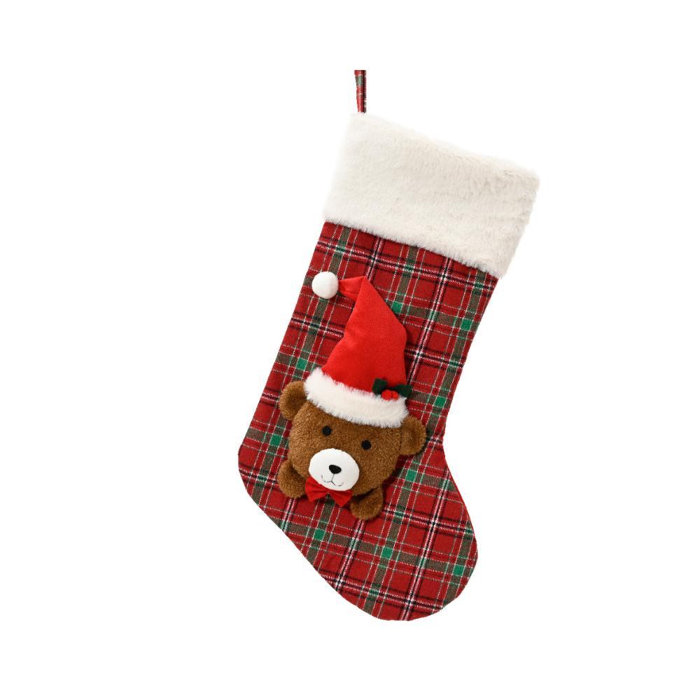 Decoris Polyester Stocking with Bear 53cm
