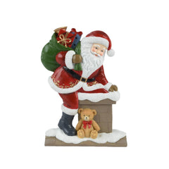 Decoris Polyresin Santa and Chimney 25cm
