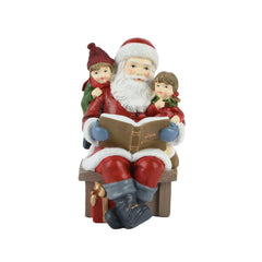 Decoris Polyresin Sitting Santa with Children 18cm