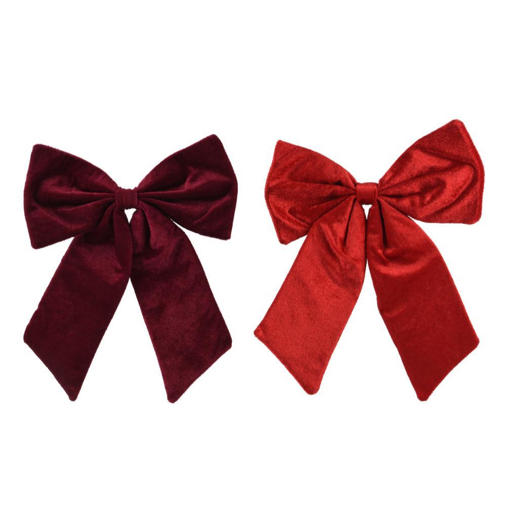 Decoris Polyester Bow 35cm - Red/Maroon (2 Assorted)