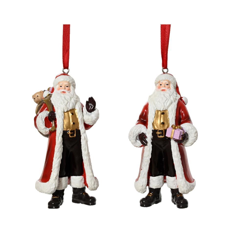 Decoris Polyresin Santa Hanger 10cm - 2 Assorted