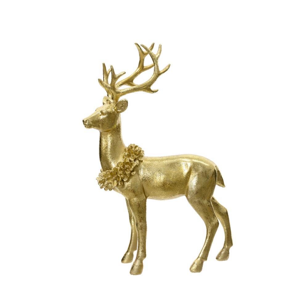 Decoris Polyresin Deer Figurine 39.5cm - Gold