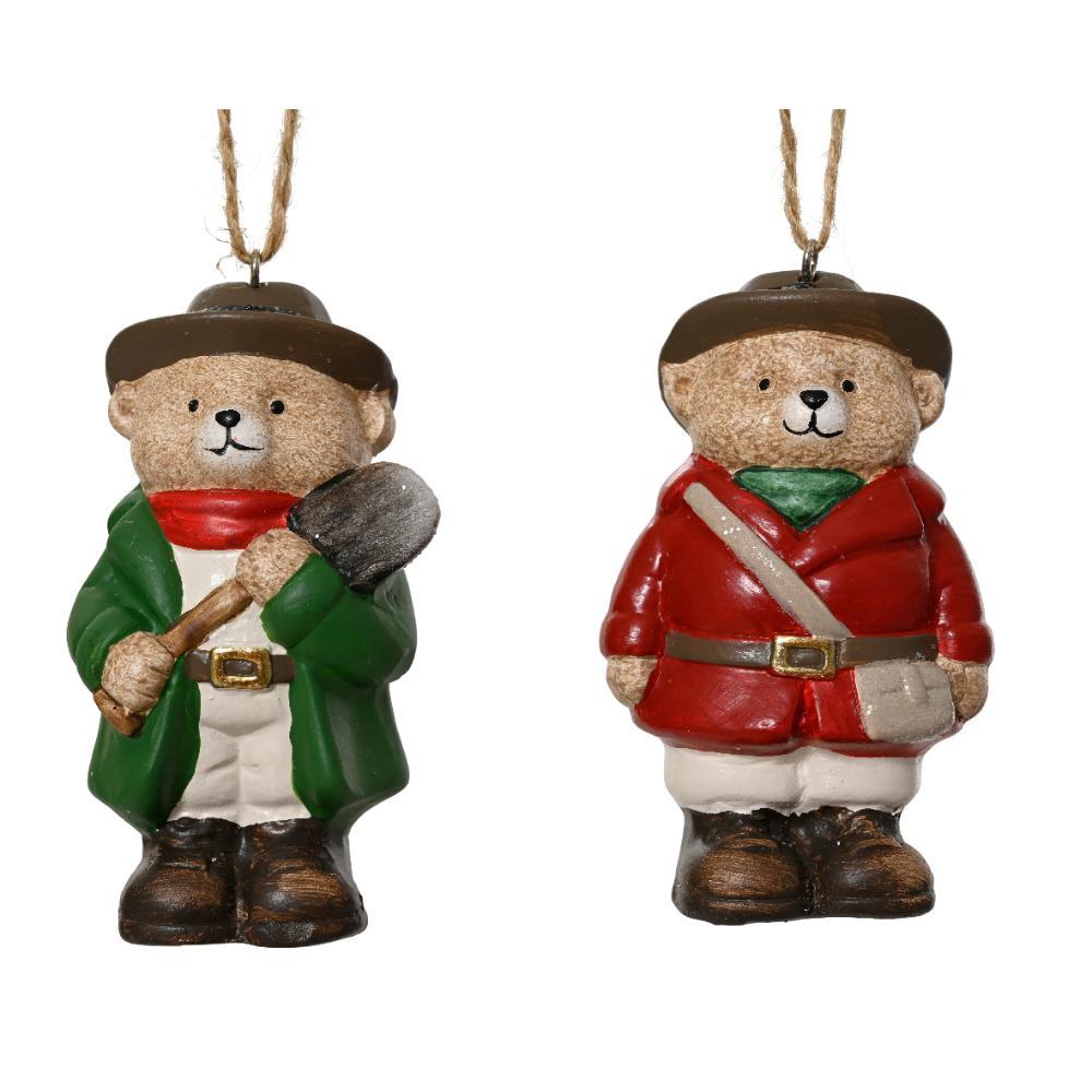 Decoris Terracotta Bear Hanger 9cm - 2 Assorted