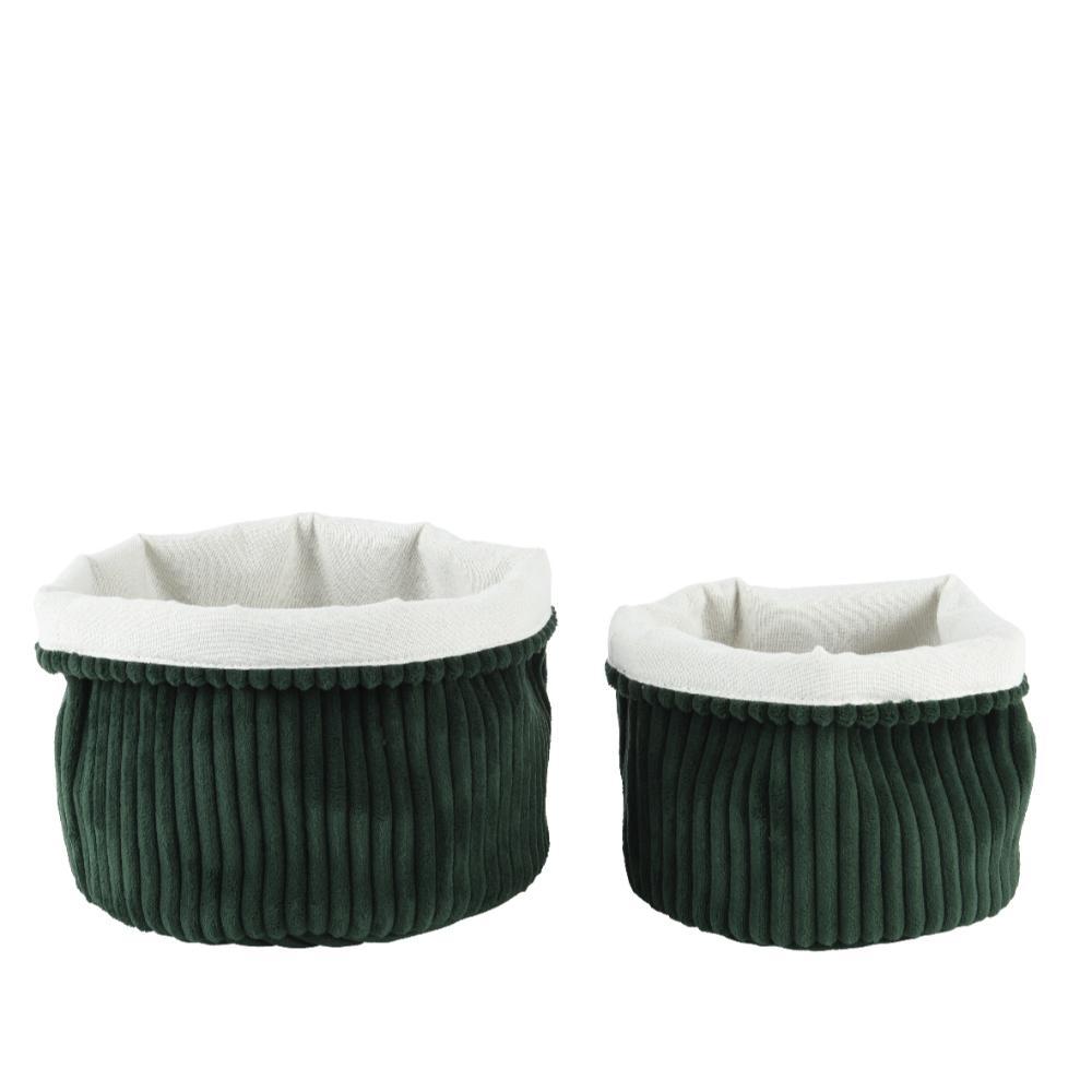 Decoris Polyester Round Basket Set of 3pcs - Green