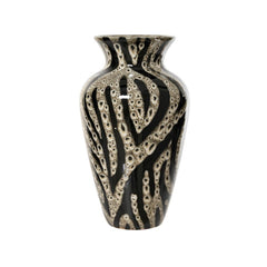Decoris Stoneware Glazed Vase 35.5cm - Black/White
