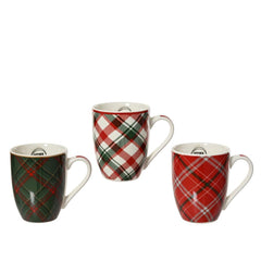 Kitchen Goods Porcelain Mug with Check Pattern 10cm (3 Assorted)