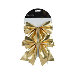 Decoris Polyester Bow Set of 2pcs 17cm - Gold