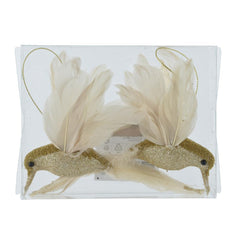 Decoris Foam Hummingbirds with Glitters Set of 2pcs 12cm - Champagne Gold