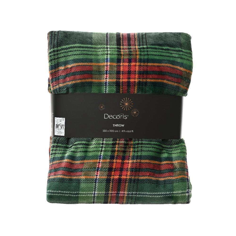 Decoris Polyester Throwover with Checkered Pattern 150 x 200cm - Green/Red