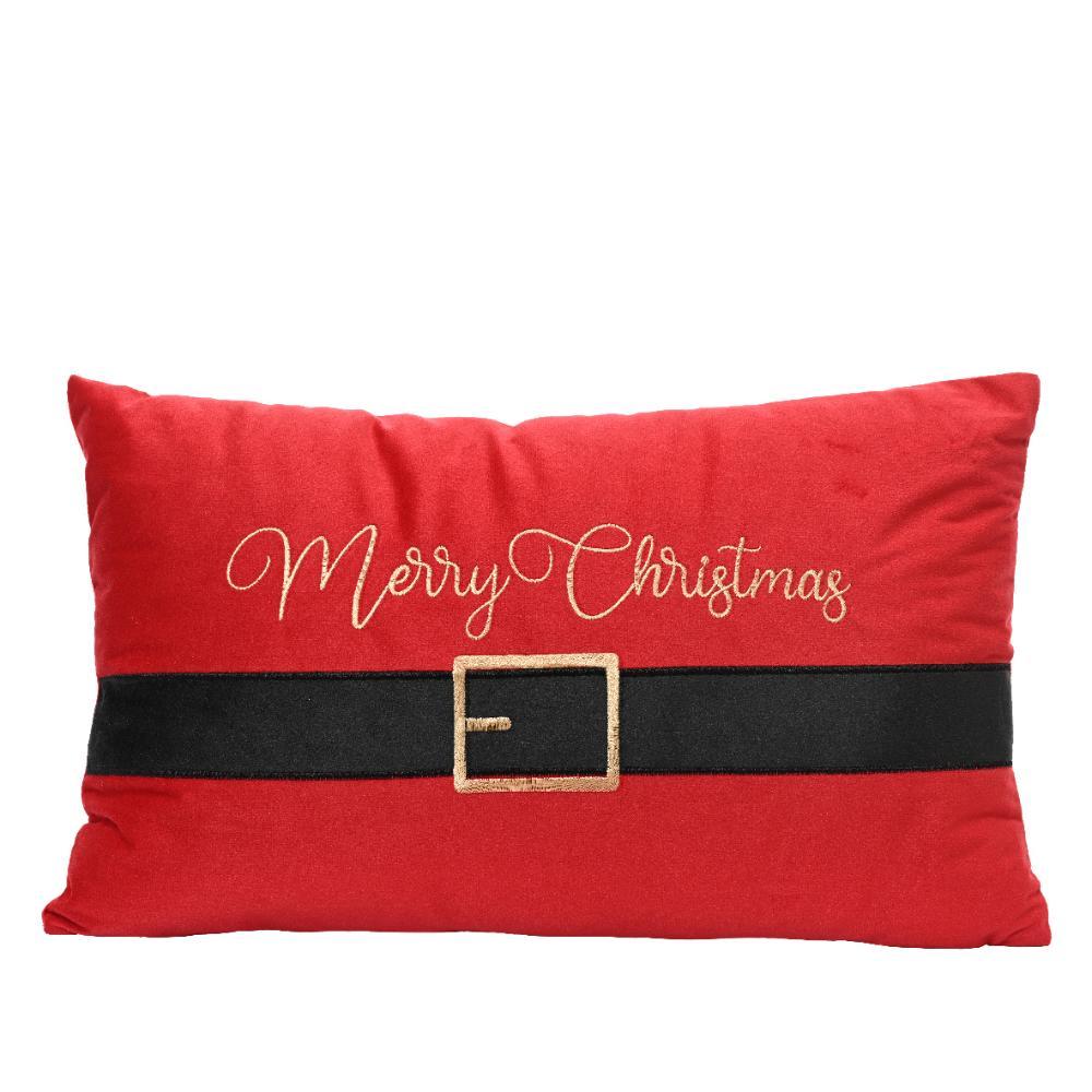 Kitchen Goods Polyester Cushion with Gold Stitching Text 50 x 30cm - Red