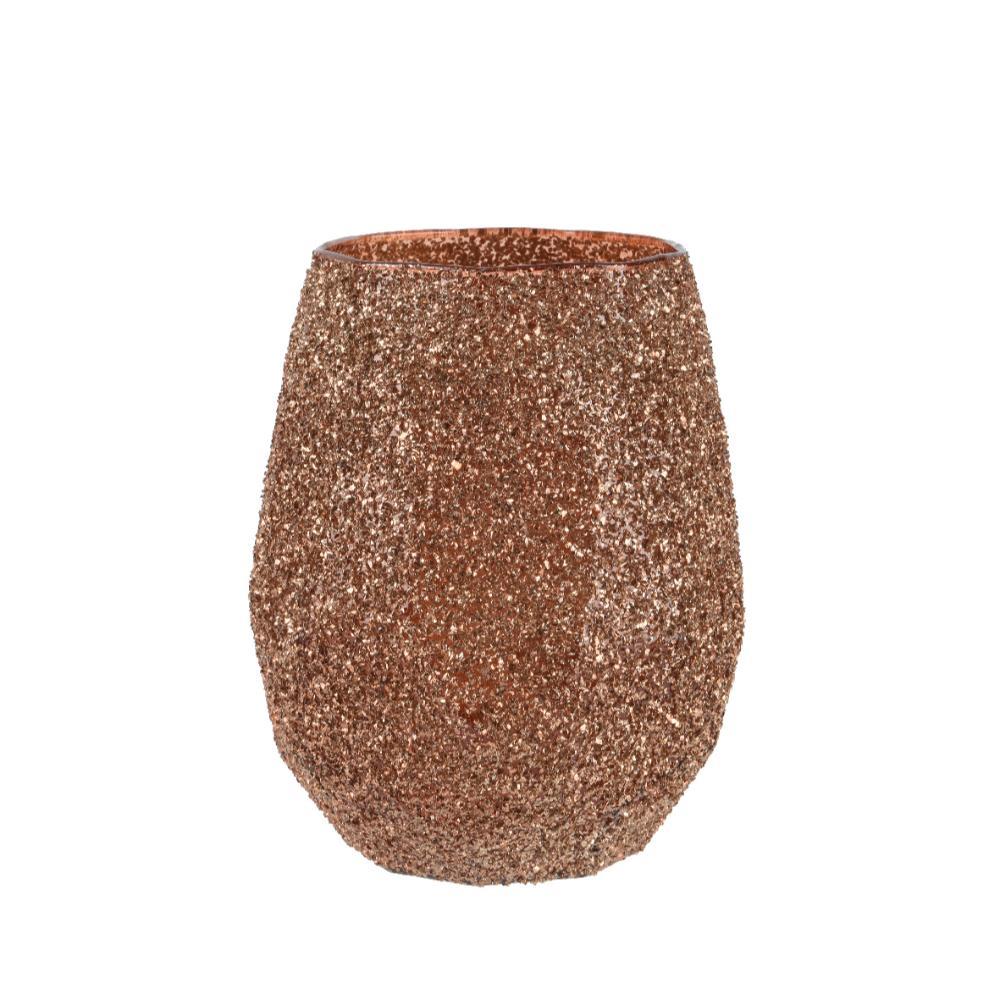 Decoris Glass Vase with Glitters 14.5 x 18.5cm - Brown