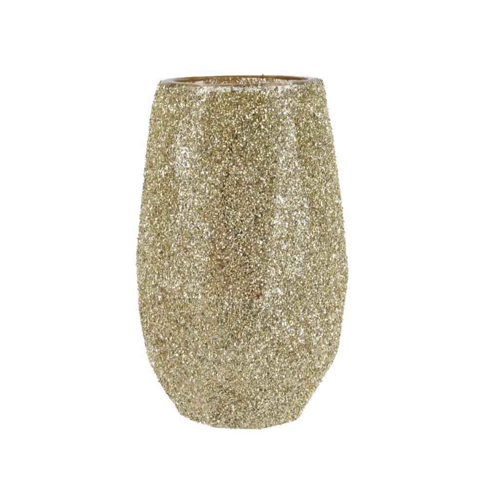 Decoris Glass Vase with Glitters 15.5 x 24cm - Gold