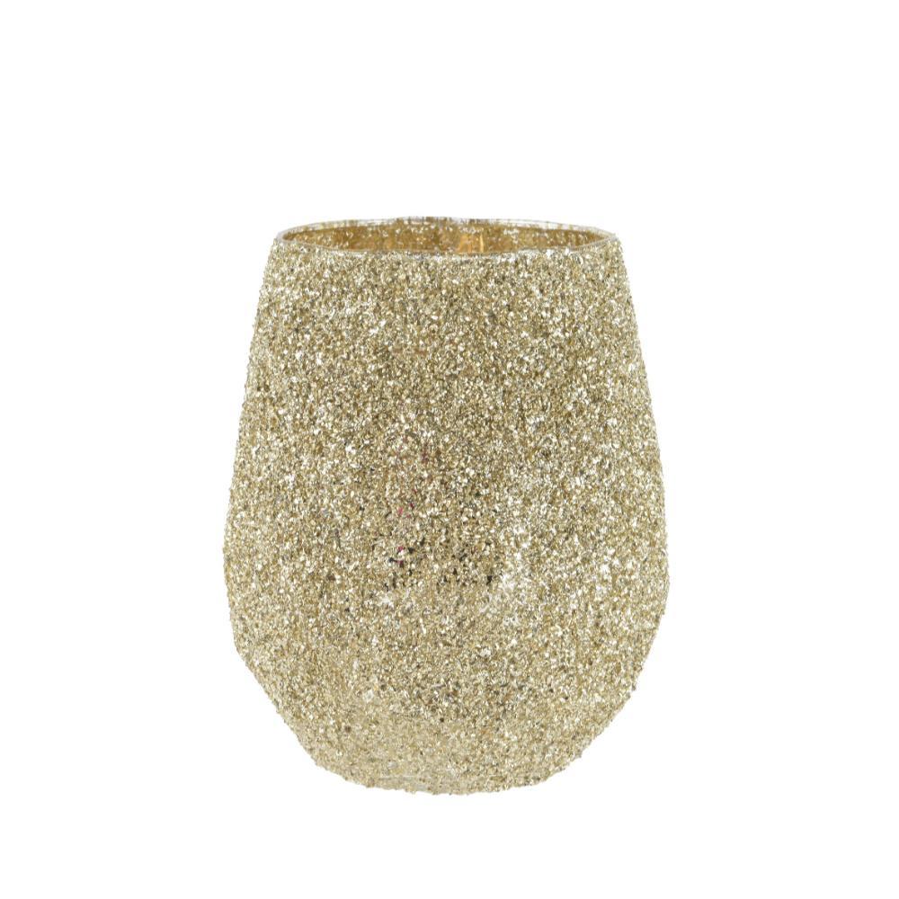 Decoris Glass Vase with Glitters 14.5 x 18.5cm - Gold