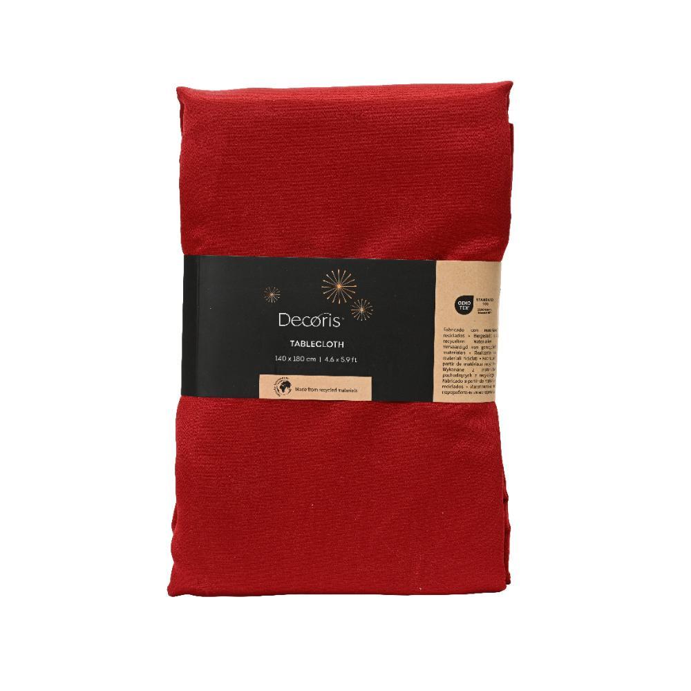Decoris Polyester Tablecloth with Star Pattern 180 x 140cm - Red