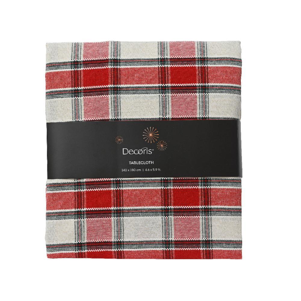 Decoris Cotton Tablecloth with Tartan Pattern 180 x 140cm - Red
