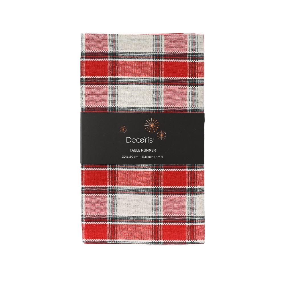 Decoris Cotton Tablerunner Tartan Checks 150 x 30cm - Green/Red