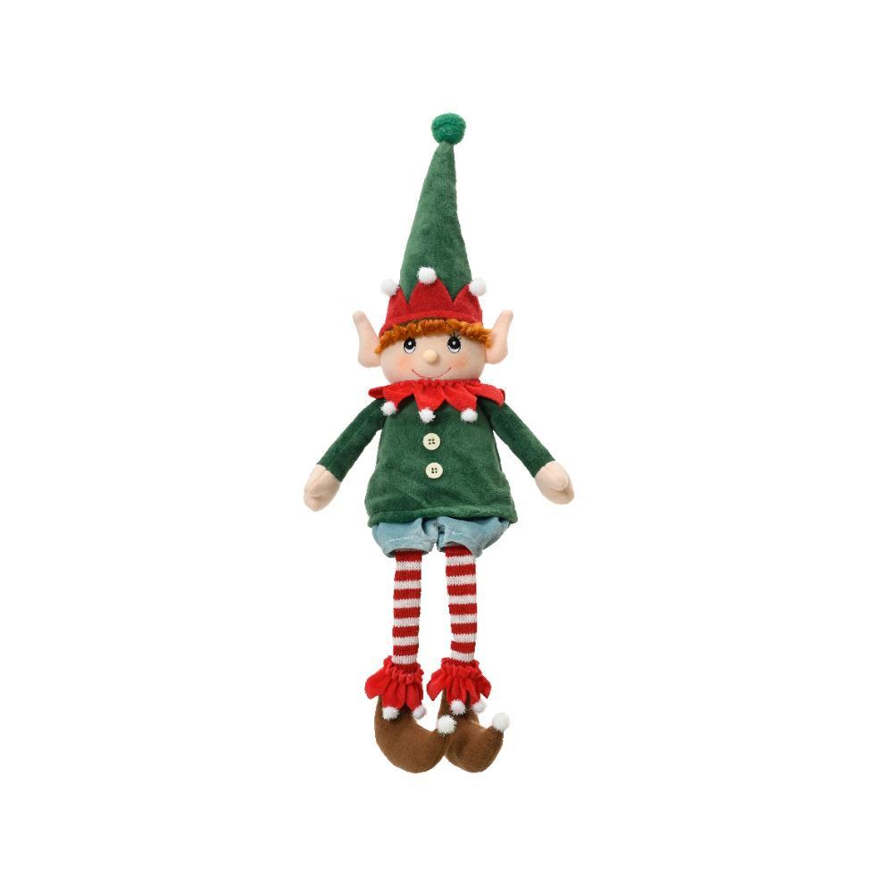 Decoris Polyester Elf with Dangling legs 60cm - Green