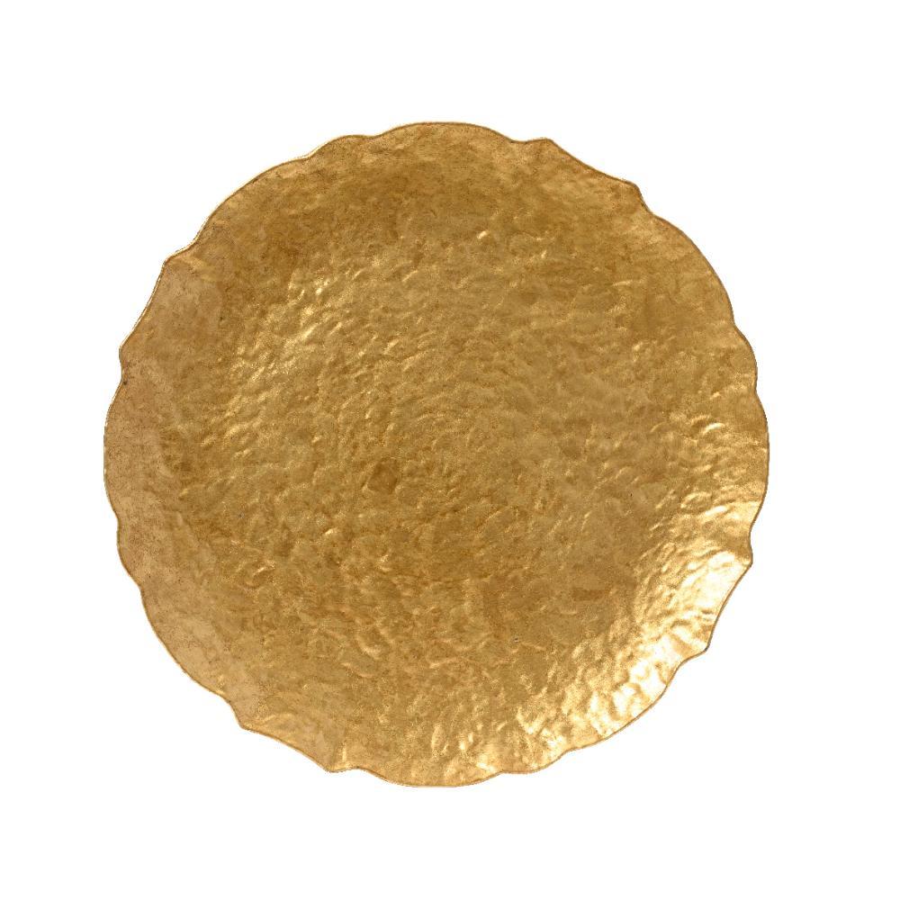 Kitchen Goods PP Deco Plate with Hammered Metal Look 33cm - Gold