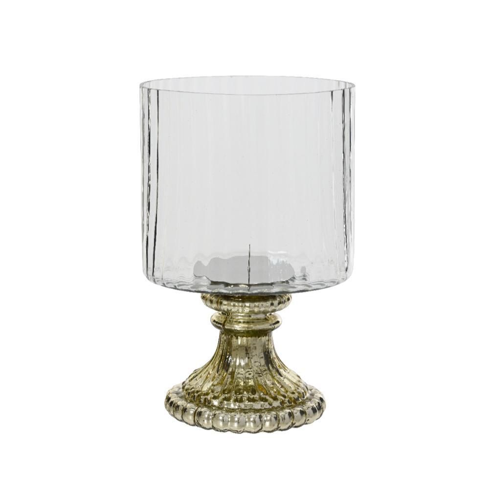 Kitchen Goods Hurricane Glass 15 x 15 x 25cm - Gold/Clear
