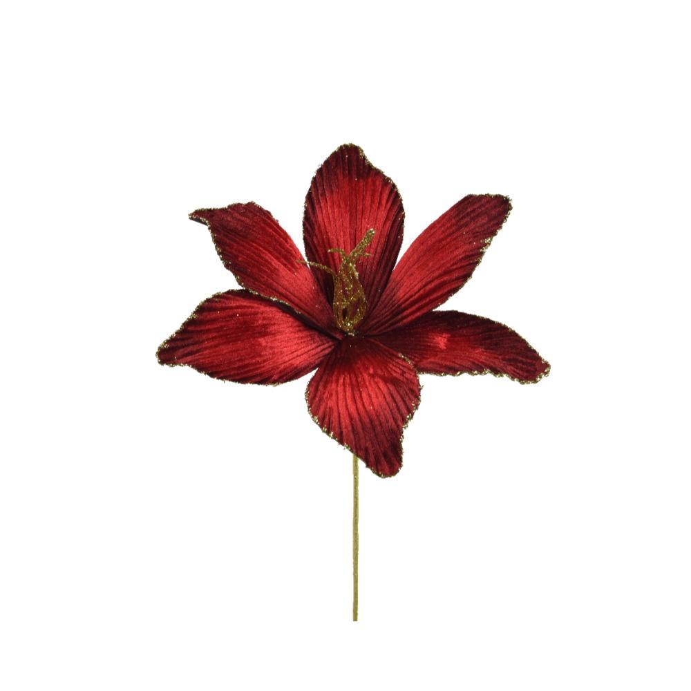 Decoris Polyester Velvet Spray on Stem 60cm - Red