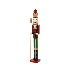 Decoris Firwood Nutcracker with Sceptre 89cm - Red/Green