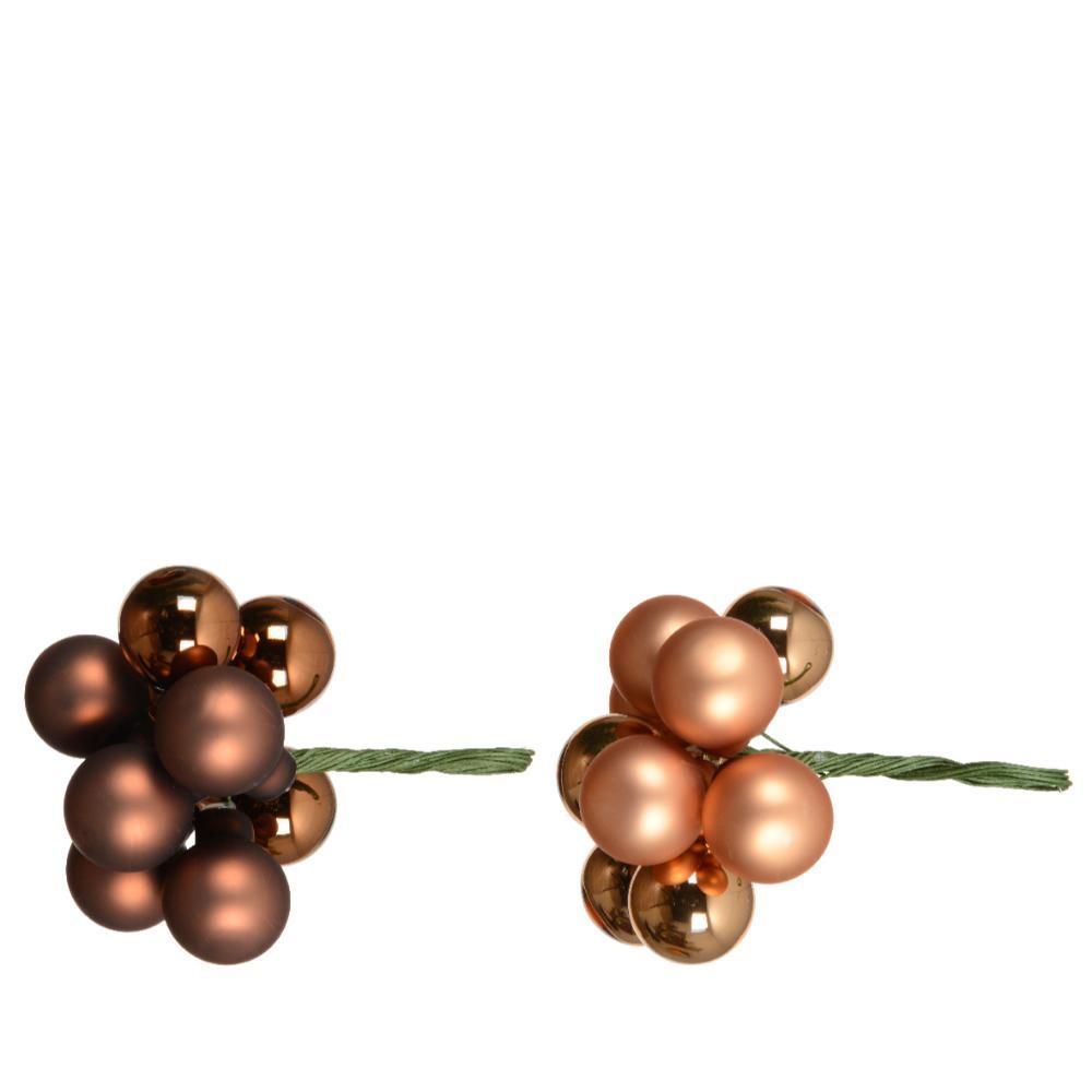 Decoris Glass Bauble Bundle on Wire - Brown/Warm Cider