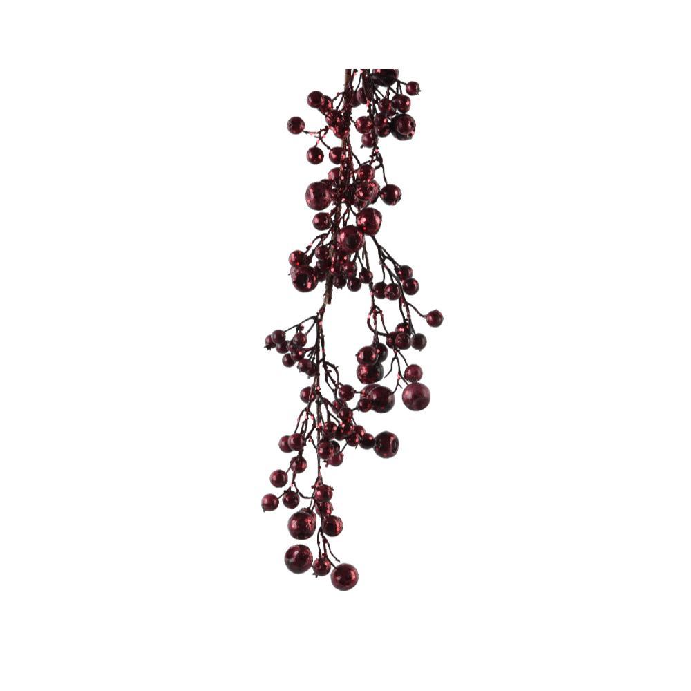Decoris Garland with Glitter Berries 130cm - Maroon