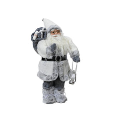 Decoris Santa Figure with White Coat 45cm - White/Grey