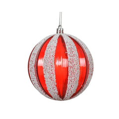 Decoris Shatterproof Bauble with Foam Stripes 8cm - Red