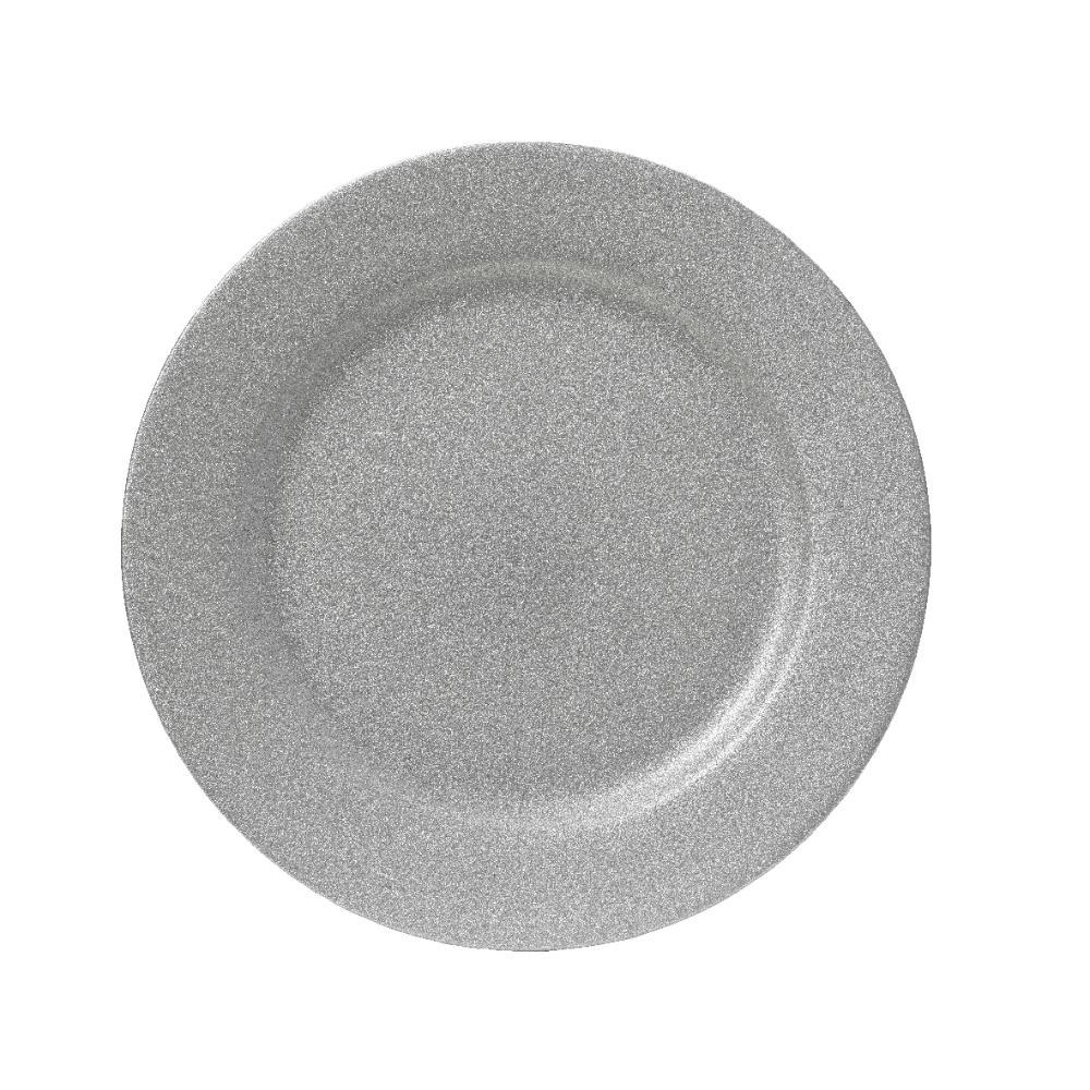 Kitchen Goods PP Deco Plate with Glitters 33cm - Silver
