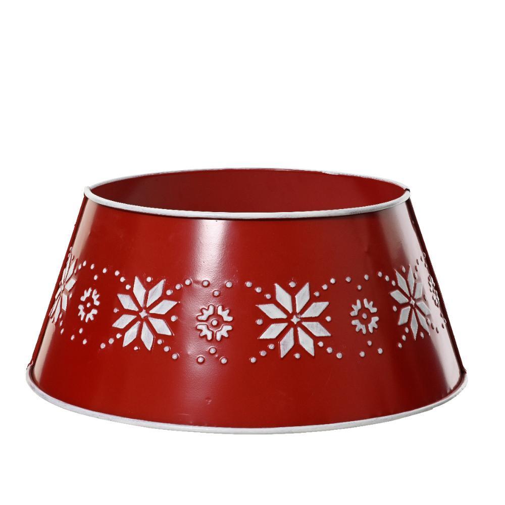 Everlands Iron Tree Ring with Snowflakes D70 x H27cm - Red