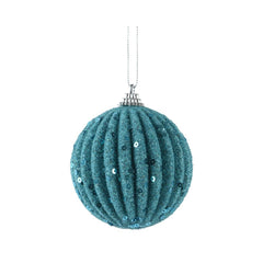 Decoris Foam Bauble with Beads 8cm - Folk Blue