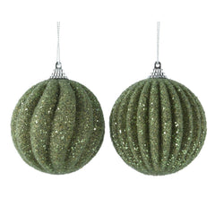 Decoris Foam Bauble with Beads 8cm - Rosemary Green (2 Assorted)