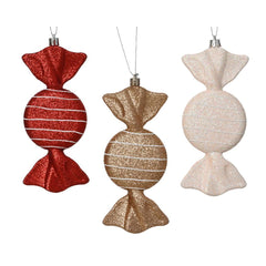 Decoris Plastic Candy Hanger with Glitters 16cm - 3 Assorted