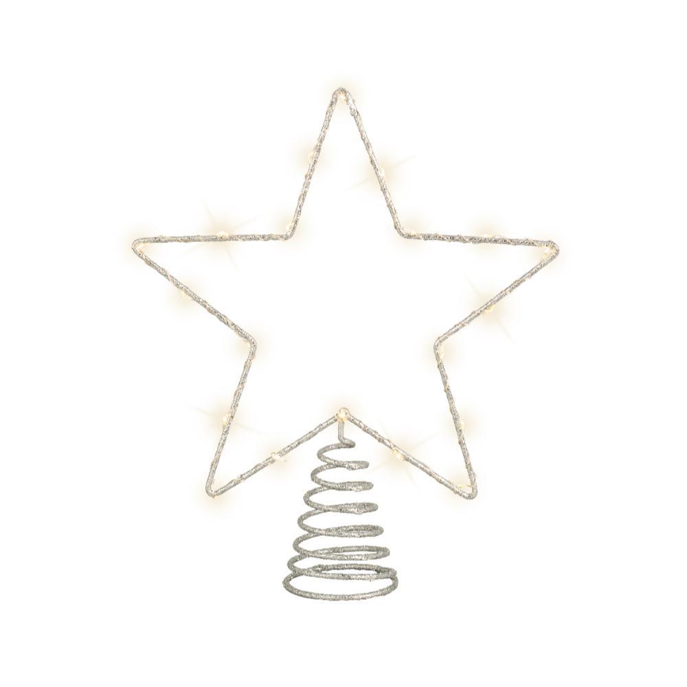 Lumineo BO Micro-Led Star Tree Topper 27cm - Silver/Classic Warm