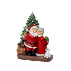 Lumineo BO Led Polyresin Mr and Mrs. Claus 24cm