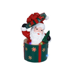 Lumineo BO Led Polyresin Santa in Giftbox with Flashing Light 20cm