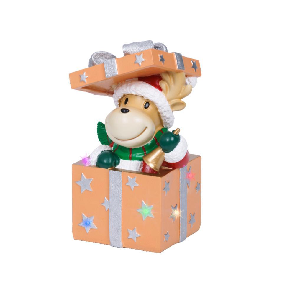 Lumineo BO Led Polyresin Raindeer in Giftbox 20.2cm