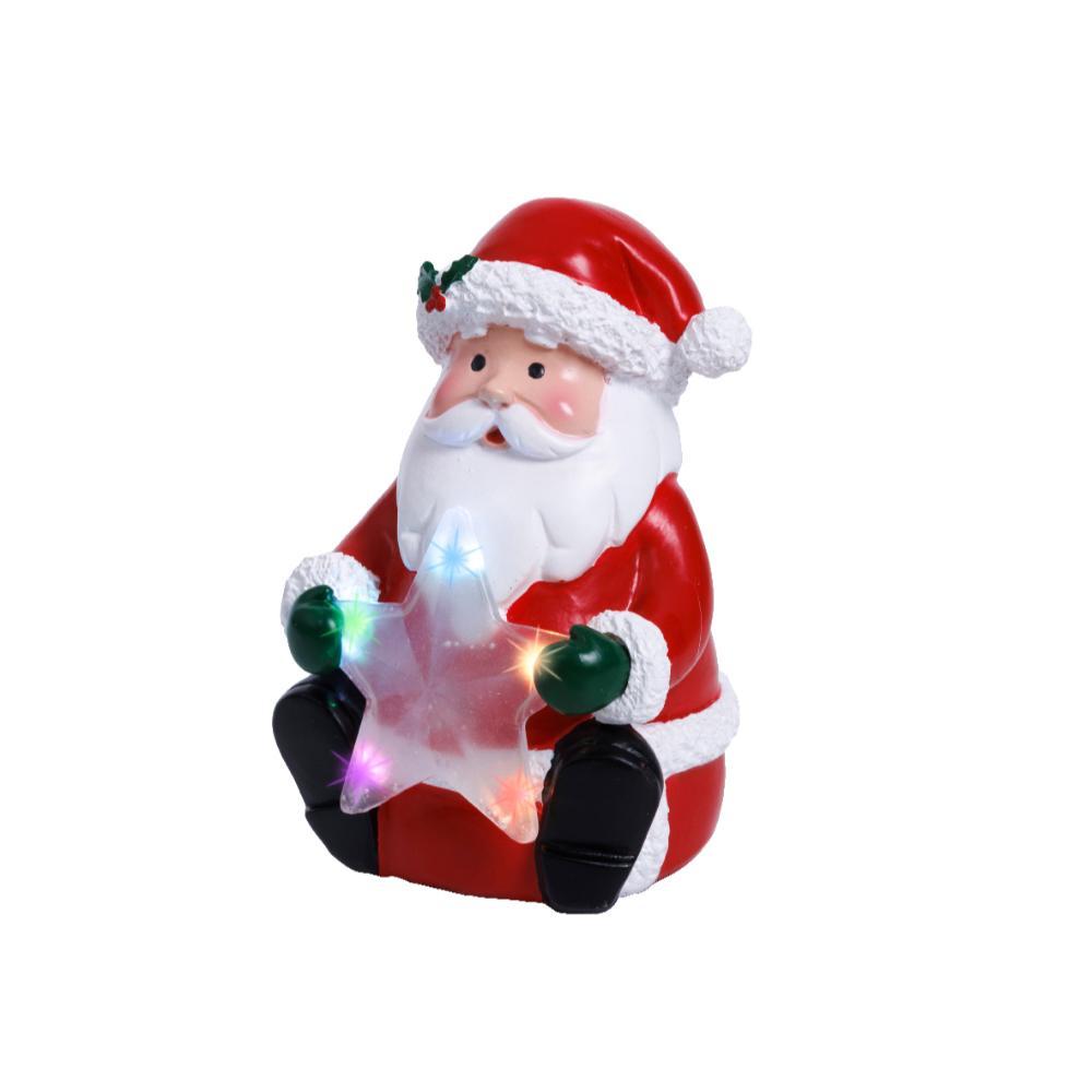 Lumineo BO Led Polyresin Santa with Colour Change Effect 15cm