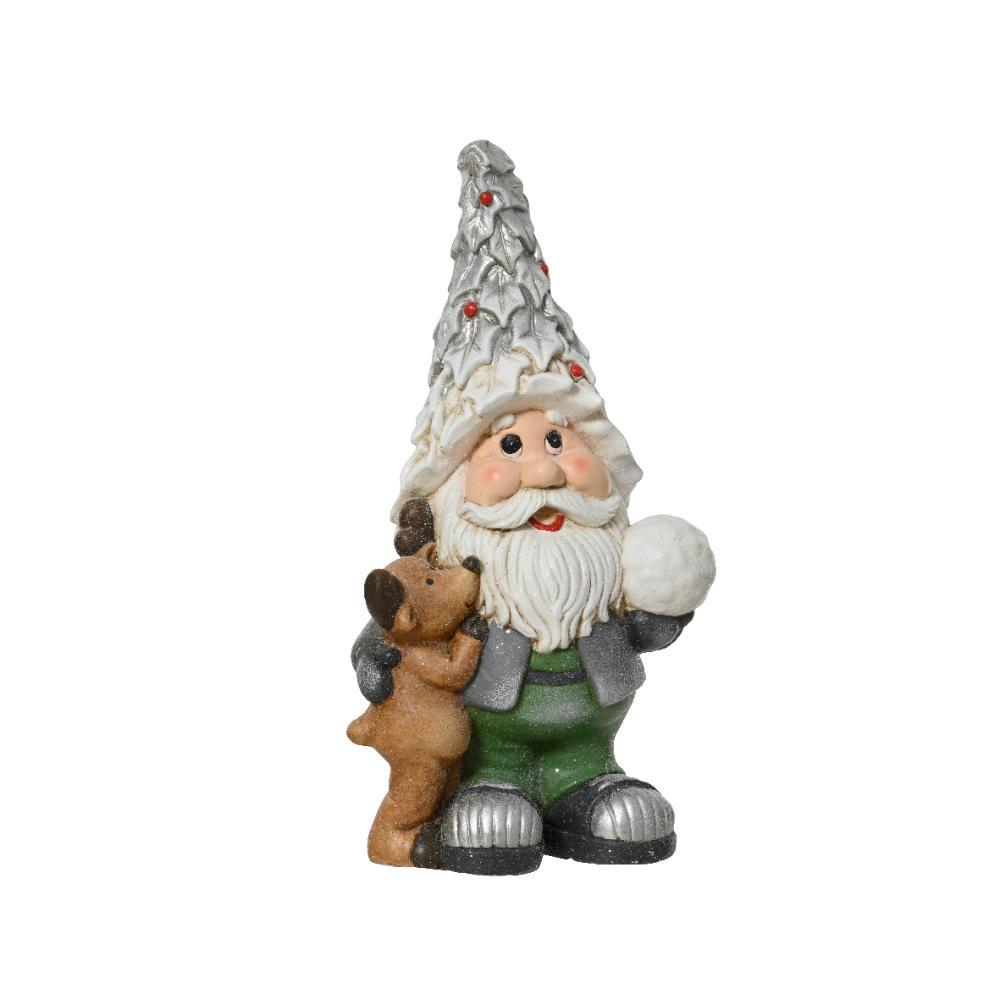 Decoris Magnesium Santa Gnome Figure with Dog 46cm