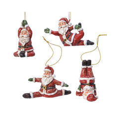 Decoris Polyresin Santa Yoga Hanger 5.7cm - 4 Assorted
