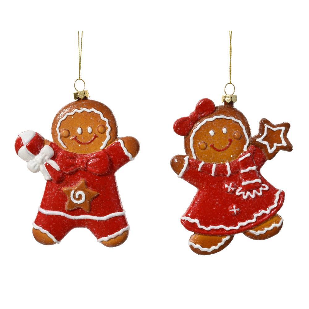 Decoris Polystyrene Gingerbread with Glitters 14cm - Red (2 Assorted)