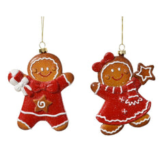 Decoris Polystyrene Gingerbread with Glitters 14cm - Red (2 Assorted)