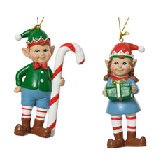 Decoris Polyresin Elf Hanging 11cm - Green (2 Assorted)