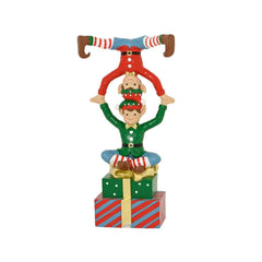 Decoris Polyresin Elfs Standing on Giftbox 122cm