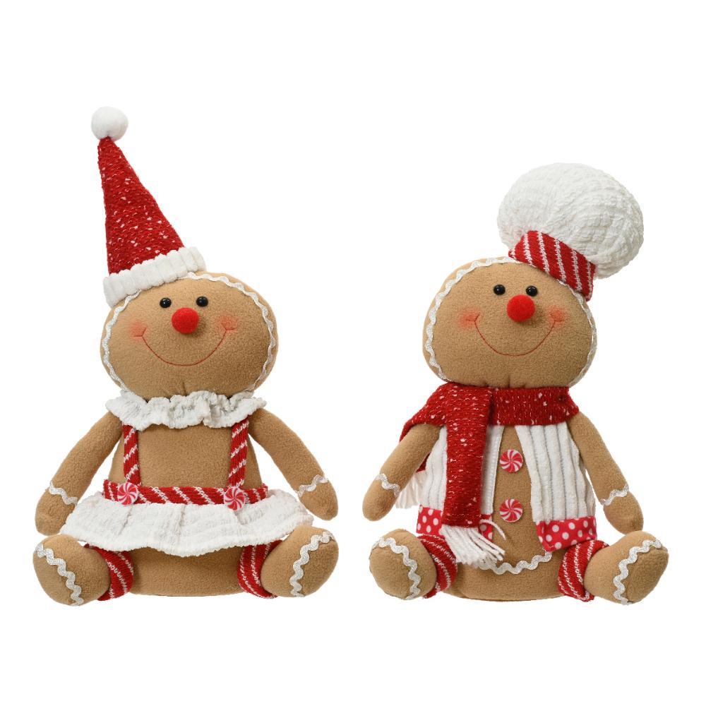 Decoris Polyester Gingerbread Sitting 35cm - Red (2 Assorted)