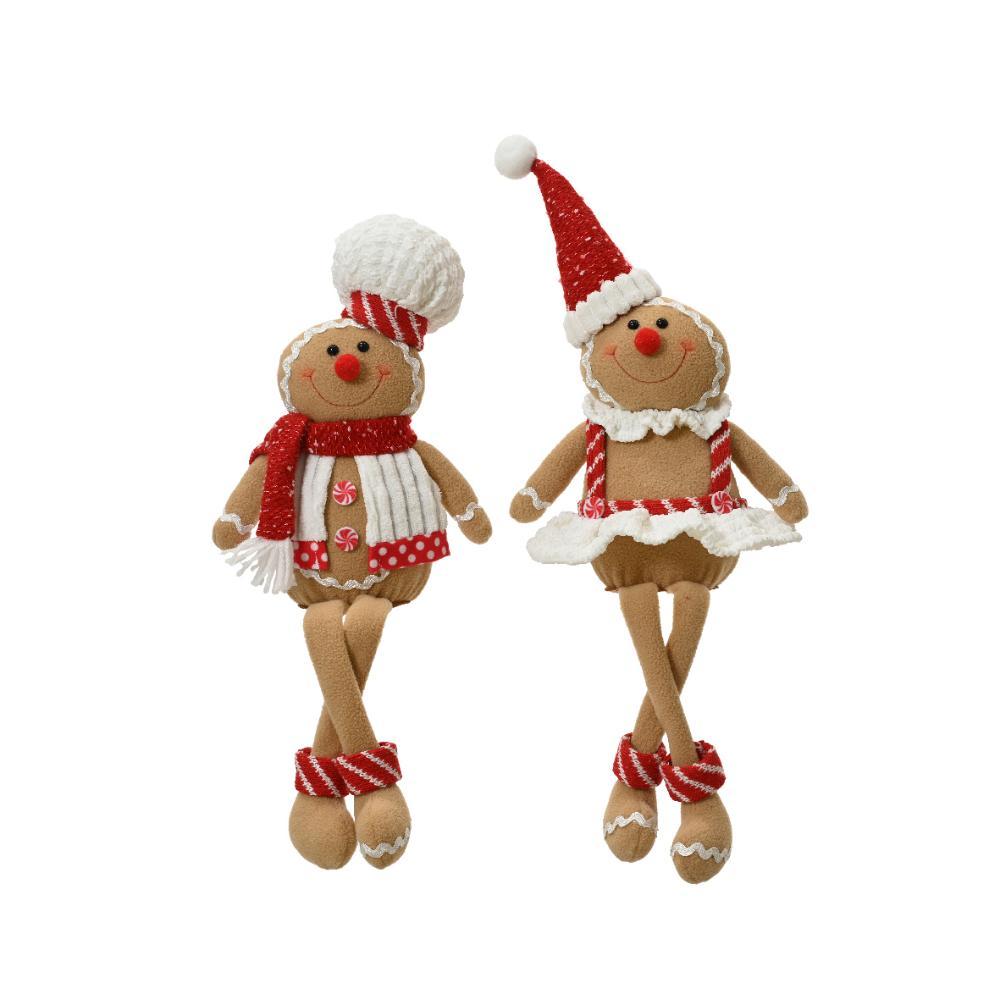 Decoris Polyester Gingerbread with Dangling Legs 48cm - Red (2 Assorted)