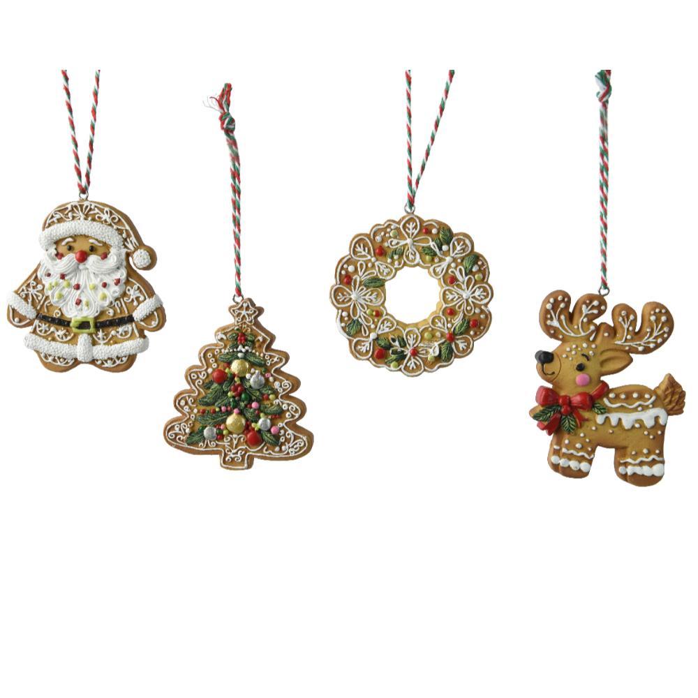 Decoris Polyresin Gingerbread 9.5cm - 4 Assorted