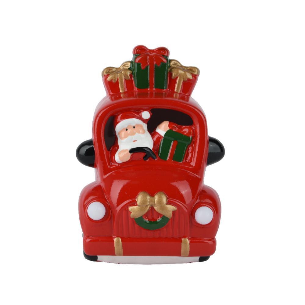 Decoris Terracotta Santa in Car 16.5cm