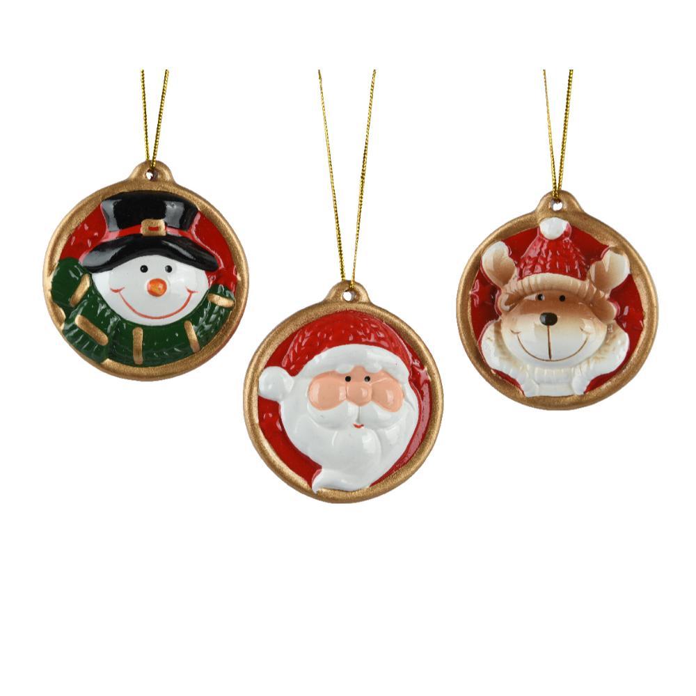 Decoris Terracotta Disc Figure Hanger 7.2cm - 3 Assorted